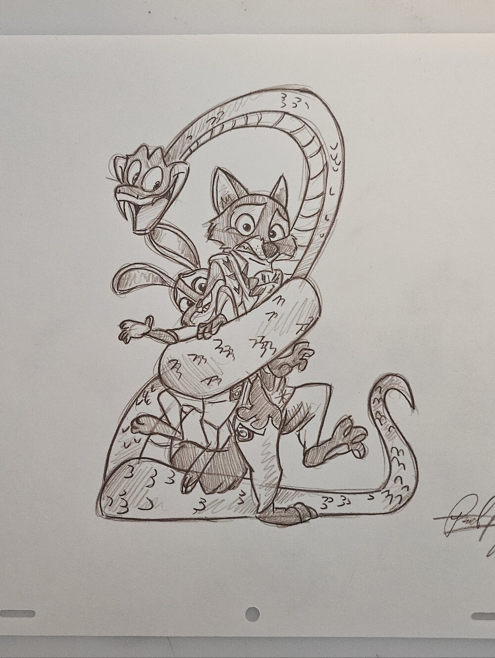 Disney Zootopia 2 Nick Judy Gary Character Drawing/Sketch Animation art Signed
